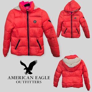 American Eagle  Faux Fur Puffer Down Hooded Winter Coat Jackets Girls Small
